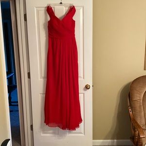 Azazi Audrianna size 10 red off the shoulder chiffon dress. Worn once
